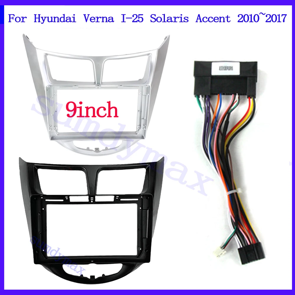 

9" Car Radio DVD GPS Plastic Fascia Panel Frame for Hyundai Verna I-25 Solaris Accent 2010~2017 2din car panel Dash Mount Kit