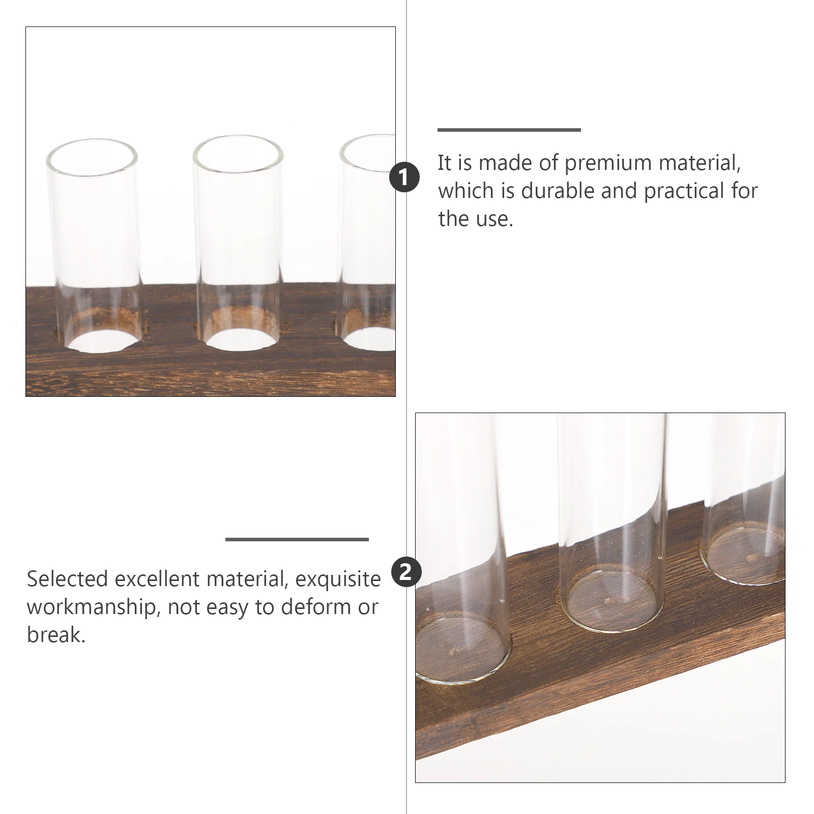 

Wooden Vase Small Tube Test Container for Flowers Tabletop Glass Floral Stem Decorate Water Planting