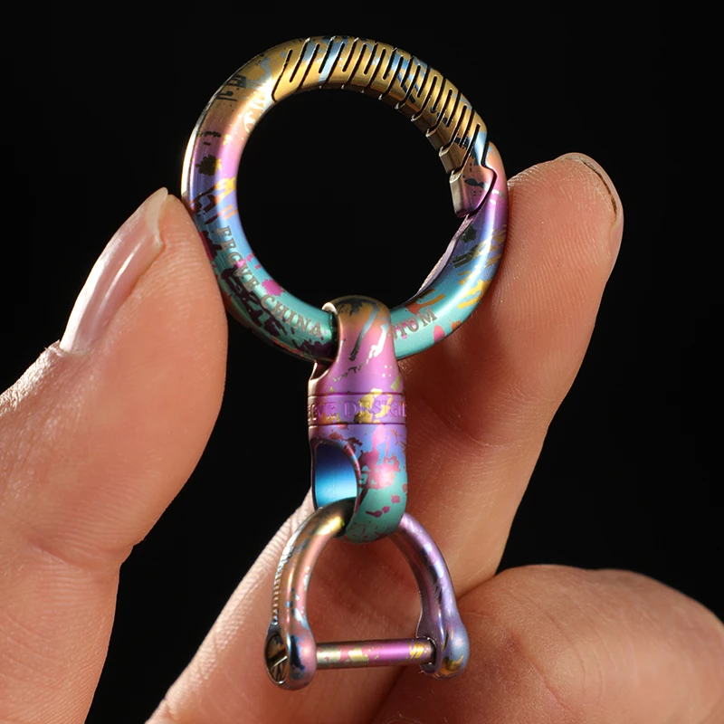 Titanium 360° Rotatable Keychain Keychains 32MM Key Ring Multicolor Titanium Keyring Accessories EDC Outdoor Tool