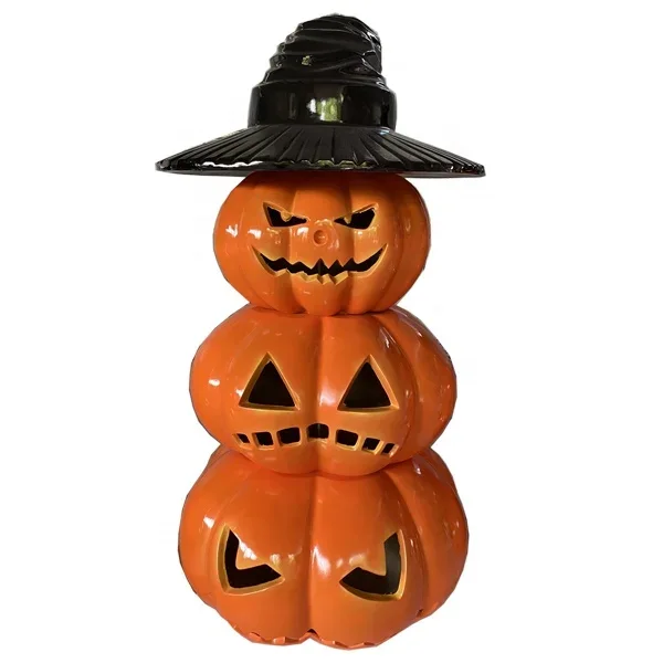 Hot-sale Halloween Props Scary Fiberglass  Pumpkin Sculpture For Indoor Outdoor  Decor