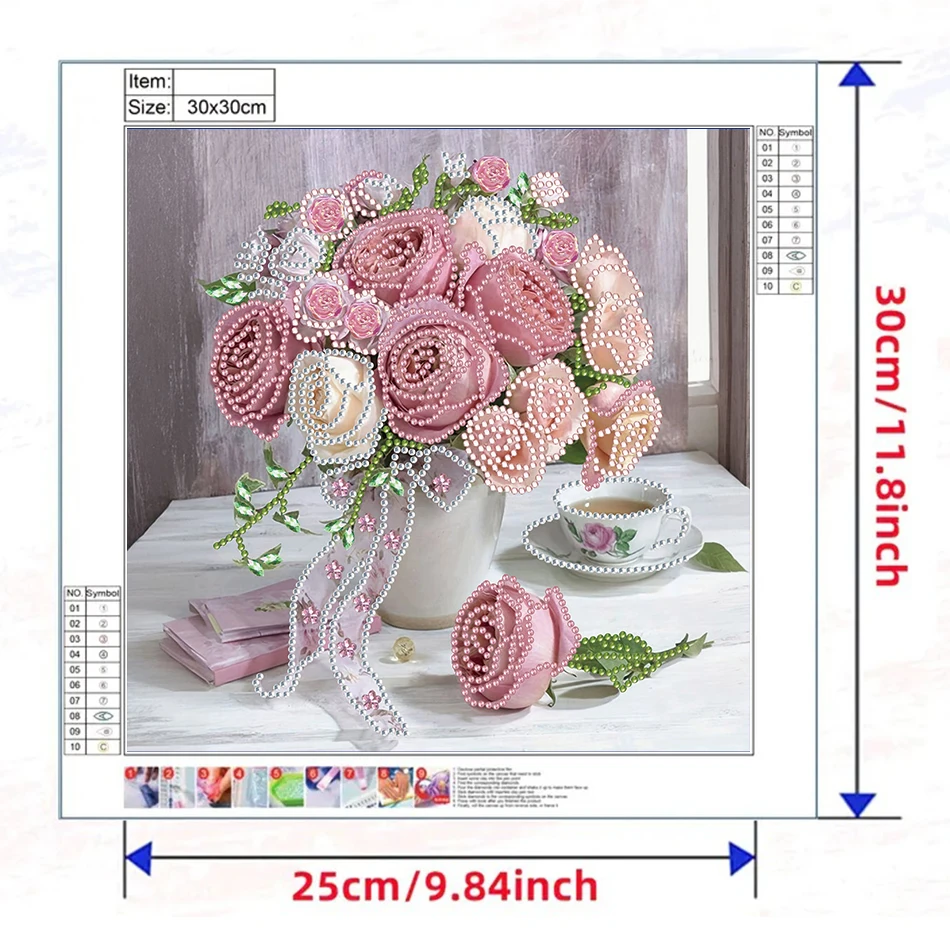 GATYZTORY 5D DIY 다이아몬드 페인팅 꽃 특수 모양 크리스탈 다이아몬드 페인팅 모자이크 드릴 수제 11.8×9.84 인치 선물 키트