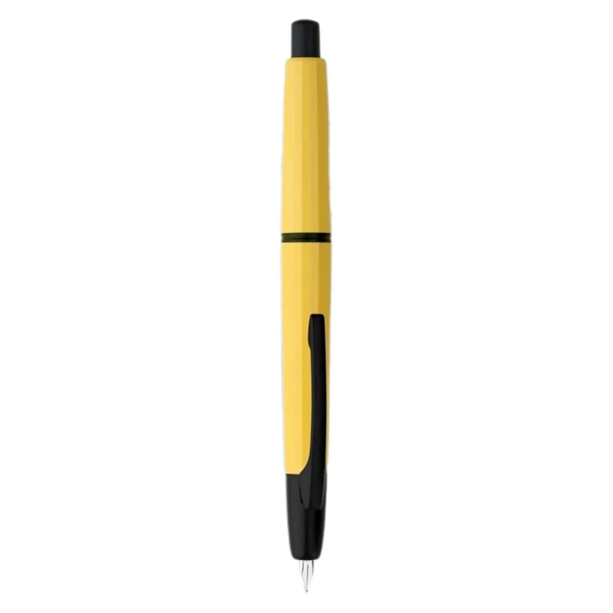 Press Resin Fountain Pen Extra Fine Nib 0.4mm Ink Pen Converter for Writing Gift Yellow(Black Clip)