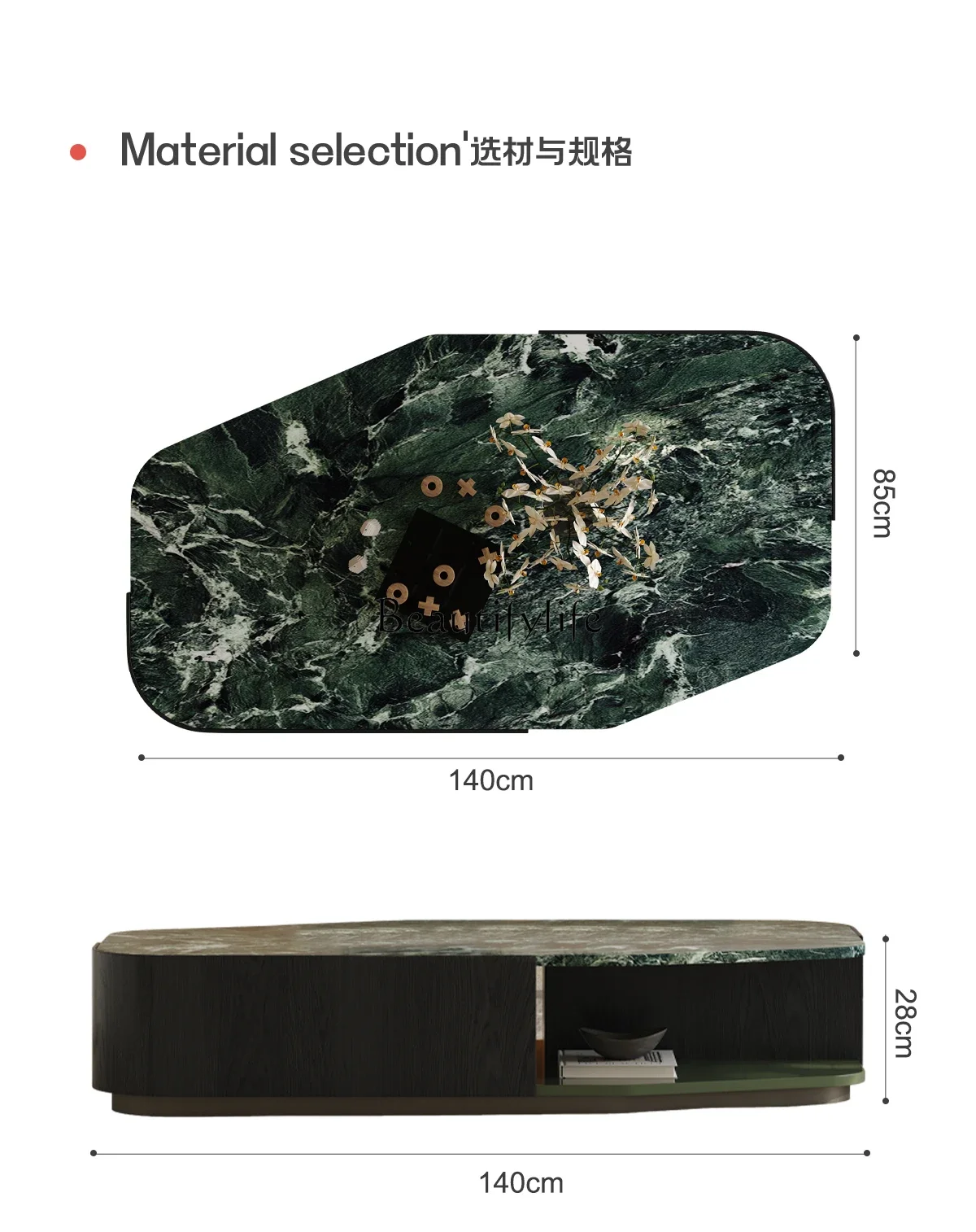 ls 51 Italian minimalist top luxury stone coffee table large flat-floor villa designer special-shaped coffee table light luxury