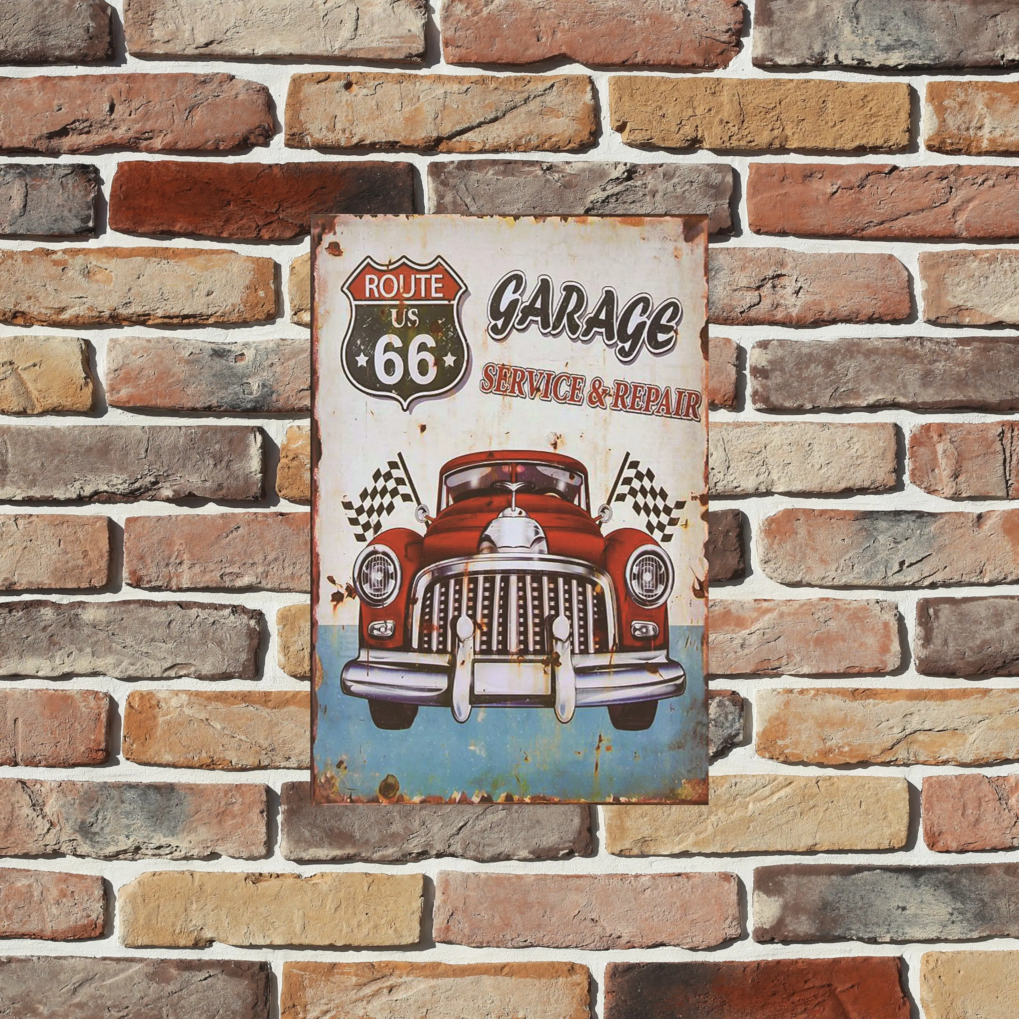 , Retro Garage Metal Sign, Vintage Full Service Tin Rusty Look Race Car Plaque Poster, Gas Station Plate, Bar Pu