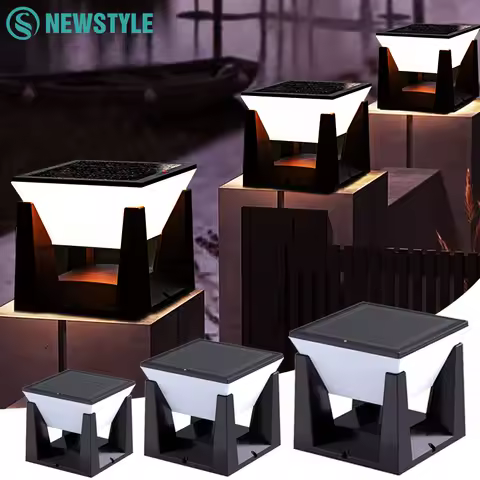 Solar Post Lights Outdoor LED Pillar Light Landscape Decor Retro Fence Deck Lamp Waterproof Sunlight Garden Pathway Yard