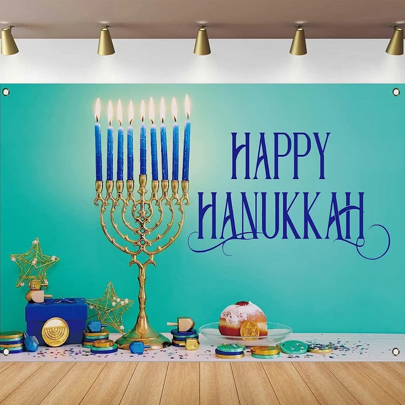 Photography Backdrop For Happy Hanukkah Banner Decoration Jewish Hanukkah Background Poster Supplies For Home Banner