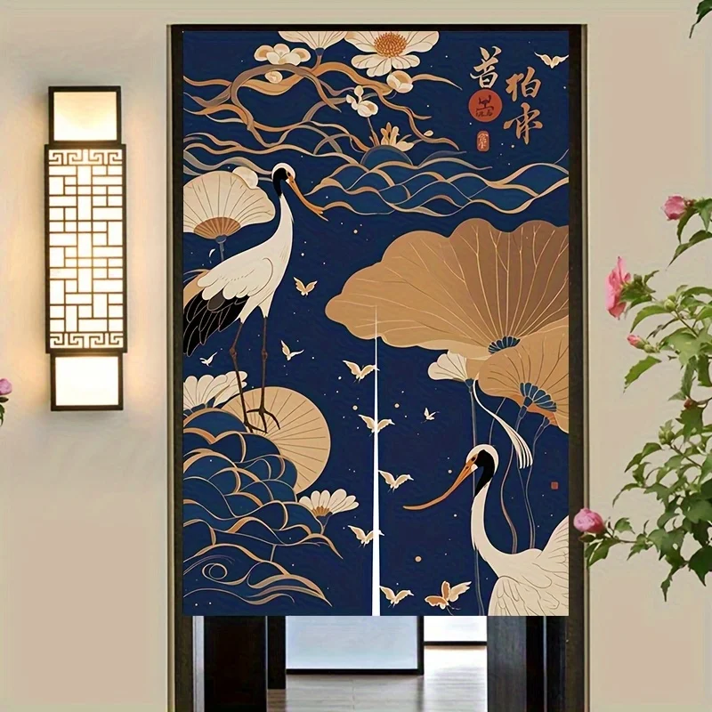 1 قطعة رافعة على الطراز الصيني الجديد وستارة باب اللوتس على الطراز الوطني ستارة تقسيم من القماش لتزيين المنزل