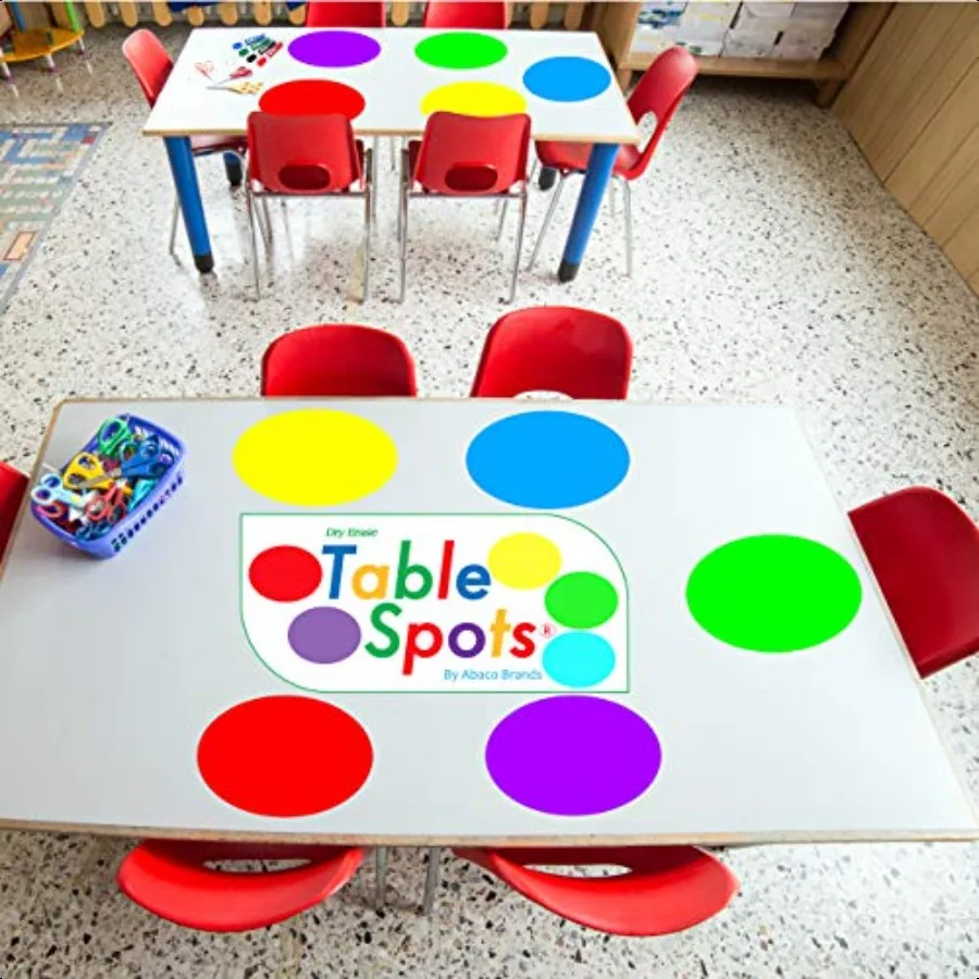 New Larger Size The Original Table Spots for Teachers No Staining No Shadowing Complete Erase Dry Erase 10 Pack Multicolor Circ
