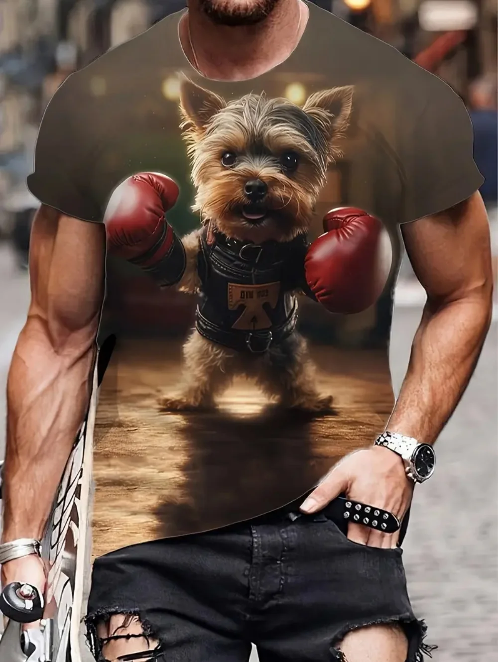 

Men's T-Shirts Cute Dog Pattern Summer Short Sleeves Top Fashion 3D Print Round Neck T-Shirt Outdoor Casual Y2k Men's Clothing