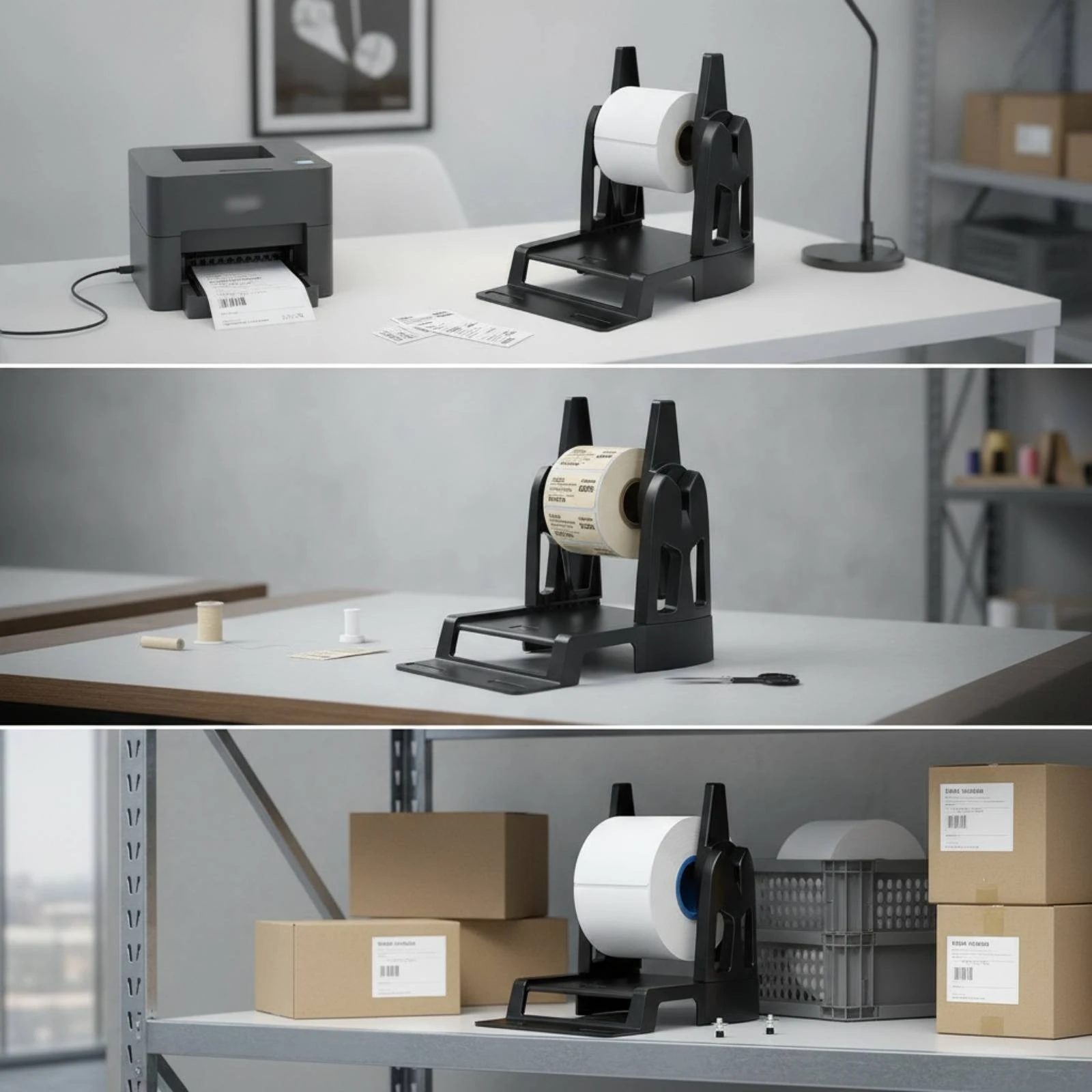External Label Holder Sturdy Label Printer Stand Stable Compact for Shippers, Shipping Stations, Small Workspaces