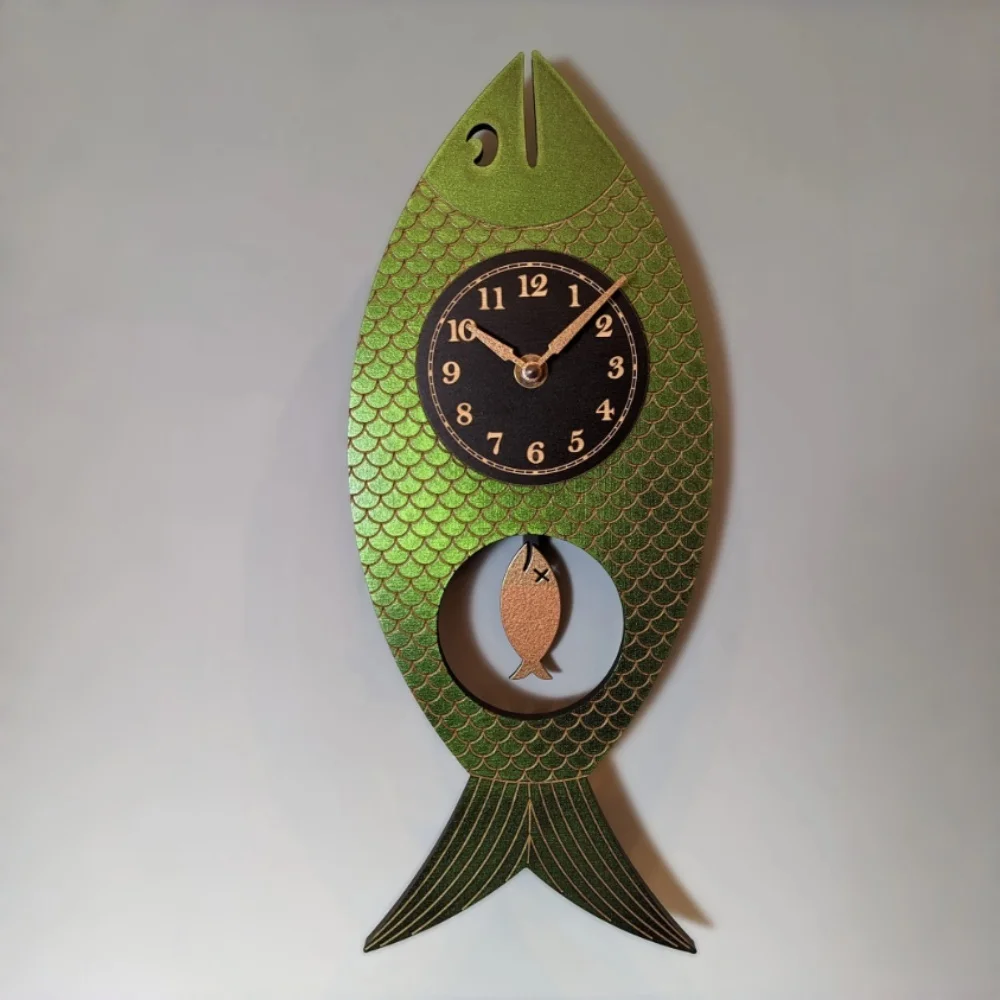 Wall Clock Little Fish Clocks Swingable Pendulum Times Creative Silent Loudspeaker Mute Watches Hours