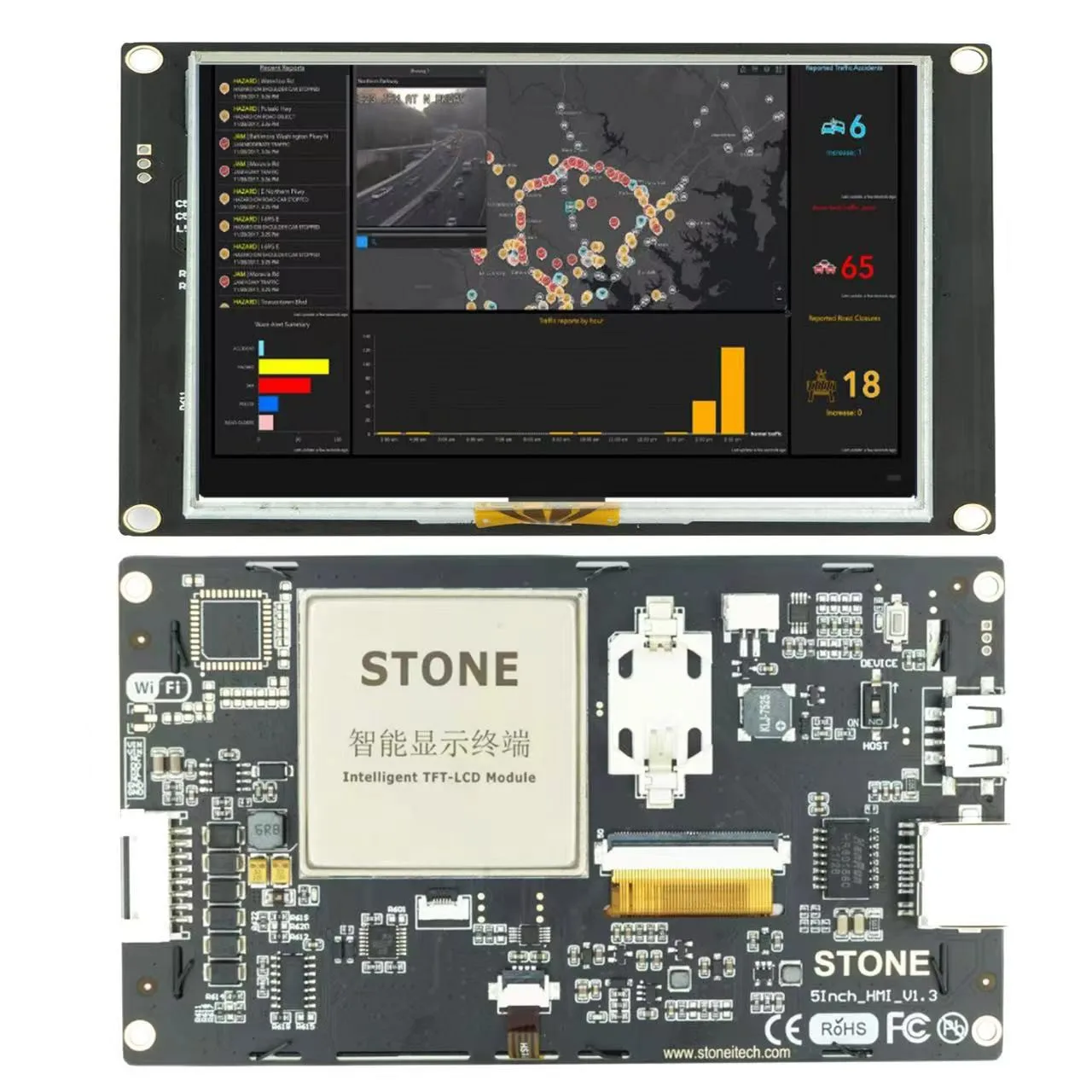 

SCBRHMI 5 inch Touch TFT LCD Module Display HMI Smart UART Serial Panel for Ardunio UNO/ESP32