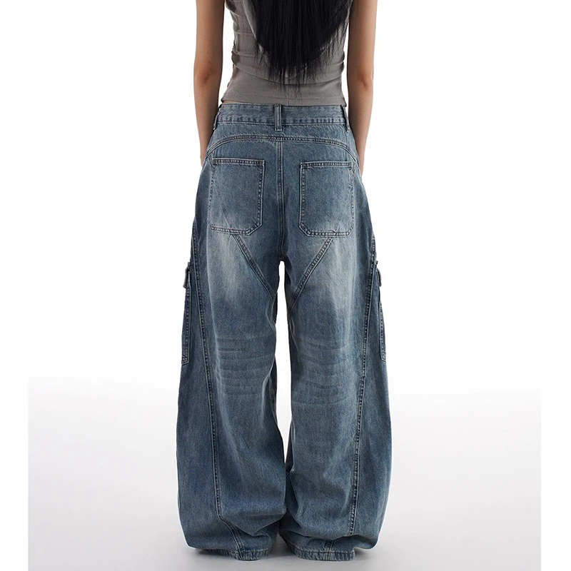 Pantalones vaqueros de cintura alta Retro coreanos para mujer, ropa nueva, pantalones vaqueros holgados, pantalones de pierna recta cómodos para mujer