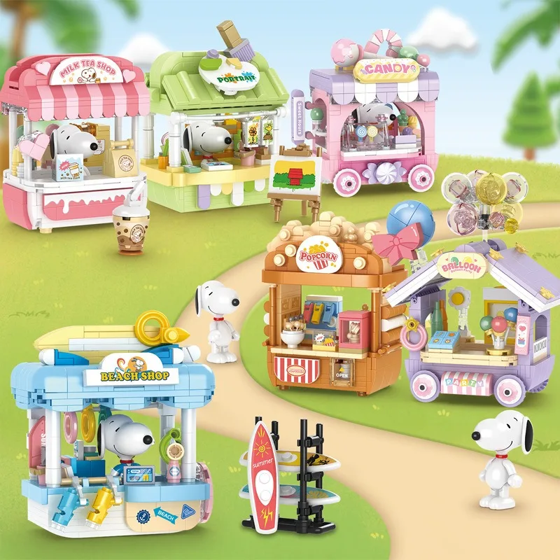 

Kawaii Snoopy Assembled Toys Peanuts Anime Action Figures Desktop Decorations Cute Cartoon Collectibles Puzzle Gift for Children