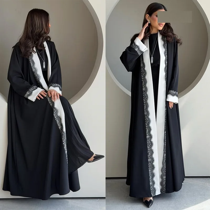 

Abaya Dress Women Eid Muslim Cardigan Robe Jalabiya Ramadan Party Lace Dresses Morocco Dubai Open Abayas Kaftan Vestidos 2026