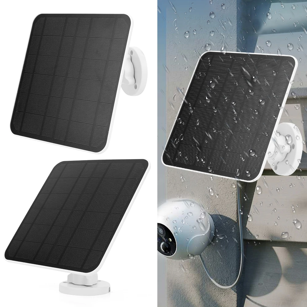 5V 6W Solar Panel Waterproof Charging Solution with Micro USB and USB-C Port 9.8 Ft Cable for EufyCam Security Cameras