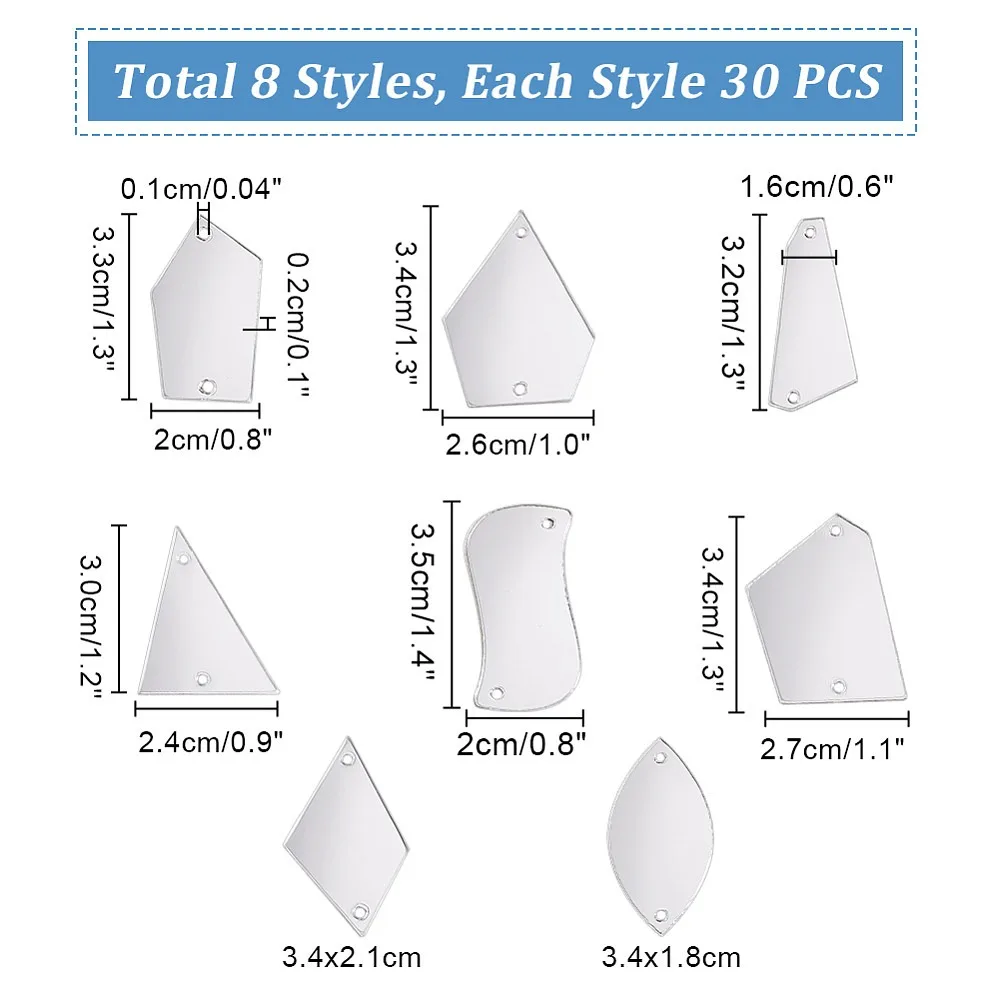 Triangle/Polygon/Rectangle/Horse Eye/Rhombus Acrylic Connector Charms Mixed Shapes 29.5~35x15.5~27x1.5mm Hole: 1.4mm 160pcs/set