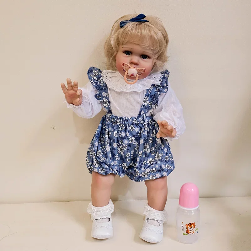 60cm Ellie Cloth Body Toddler Newborn Doll Princess Girl Lifelike Reborn Soft Touch 3D Skin Art Doll with Hand Root Hair