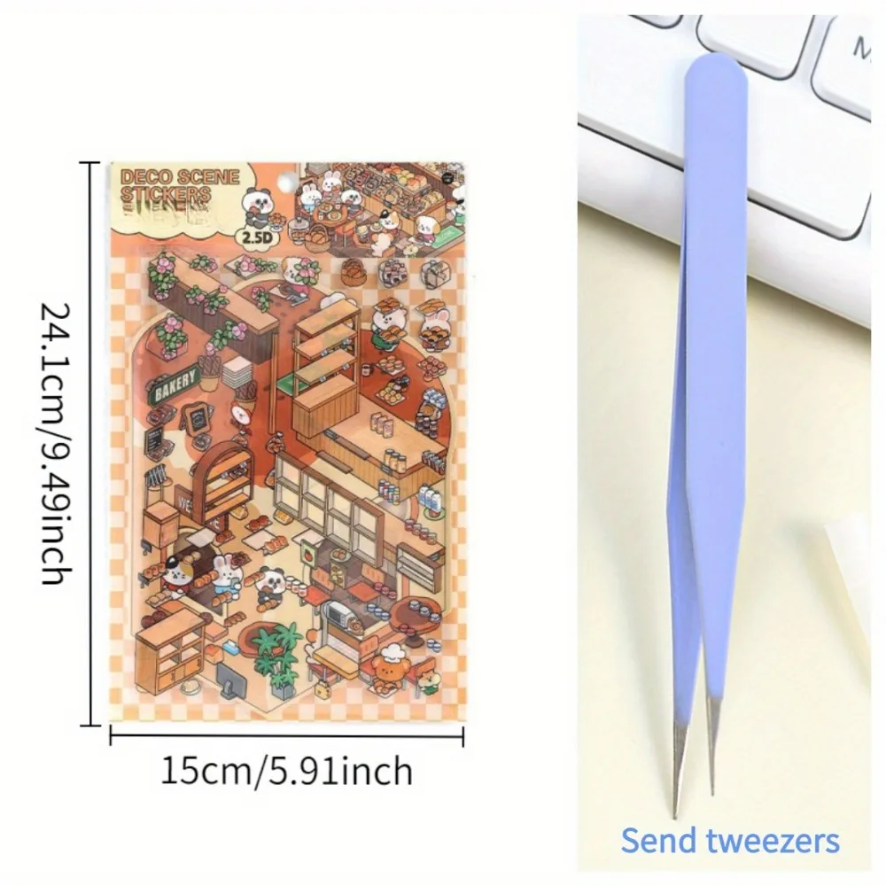 4 أنماط 12 قطعة من ملصقات Diorama PET - شارات ذات مناظر طبيعية خلابة ثلاثية الأبعاد لتزيين الحرف اليدوية والمجلة والمخطط #6