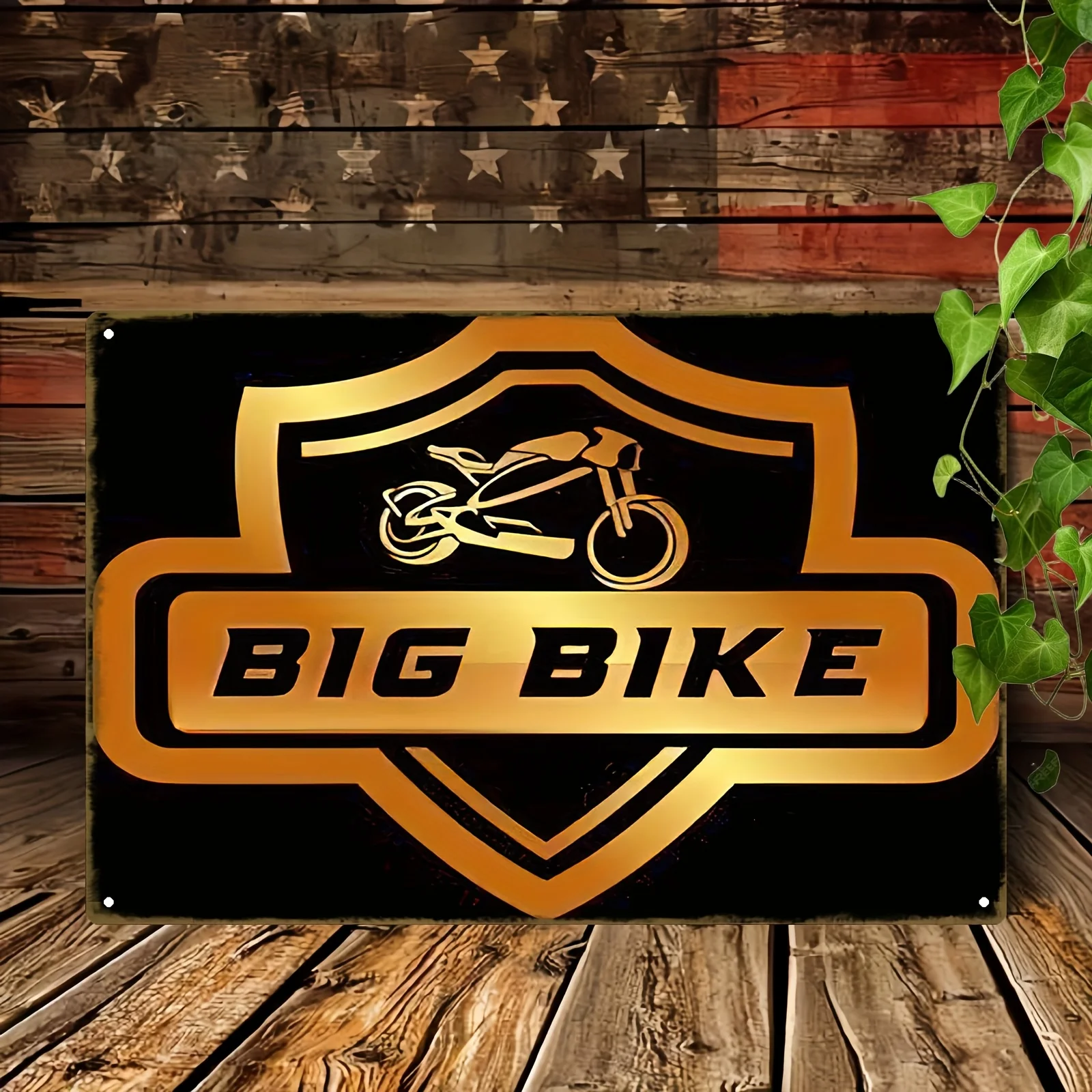 Traditional Style Iron Wall Hanging Decorative Sign, Big Bike Motosport Logo Design, Multipurpose Indoor/Outdoor Plaque,  with