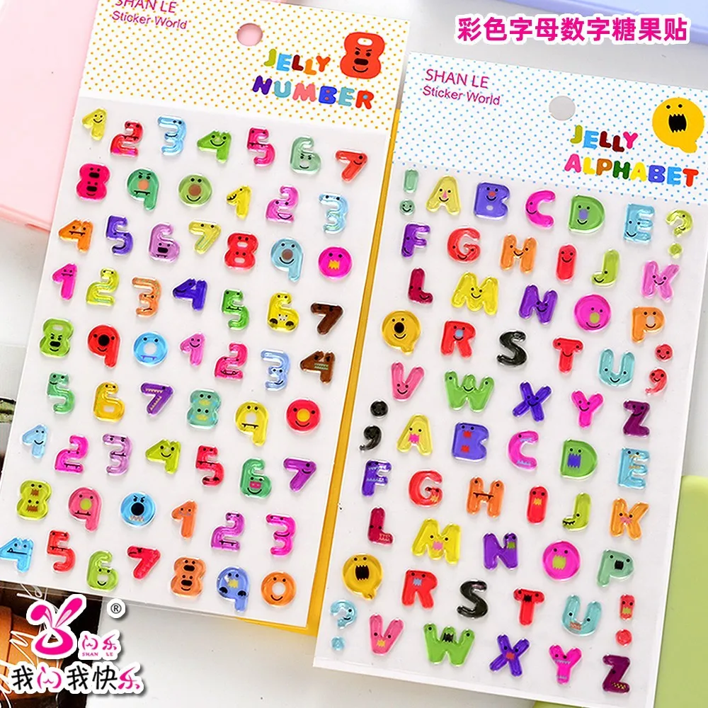 

Cute 3D Colorful Candy Number Alphabet Stickers Transparent DIY Decoration for Kids Creative Fun Stickers Wall Stickers 2pcs