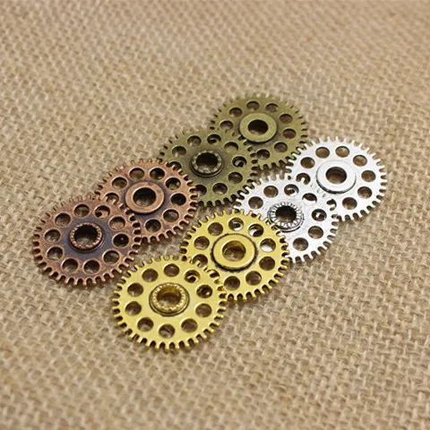   (20 pieces/lot) 26mm  Four color Vintage Metal Alloy Machinery Gear Charms Jewelry Pendant Findings T0179