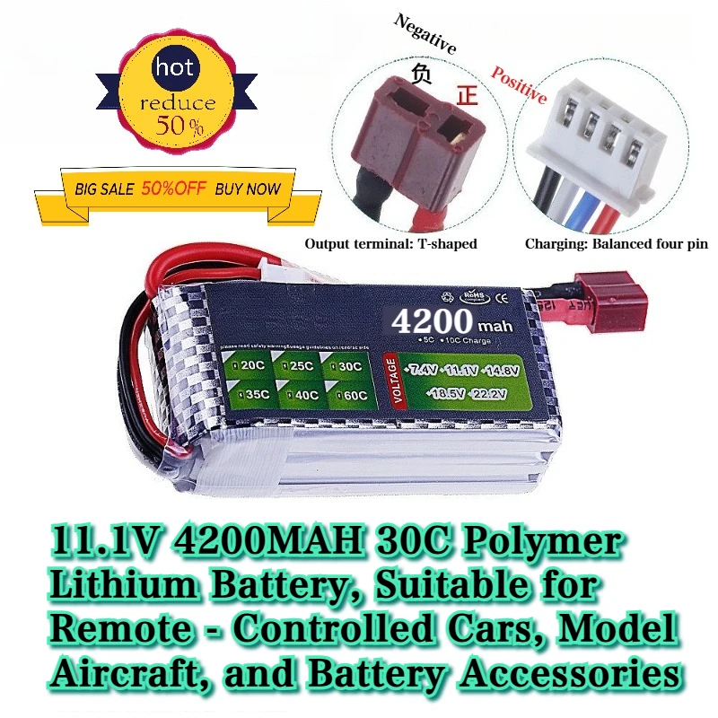 

11.1V 4200mAh 30C Li-Polymer Battery for Remote Control Cars and Model Airplanes