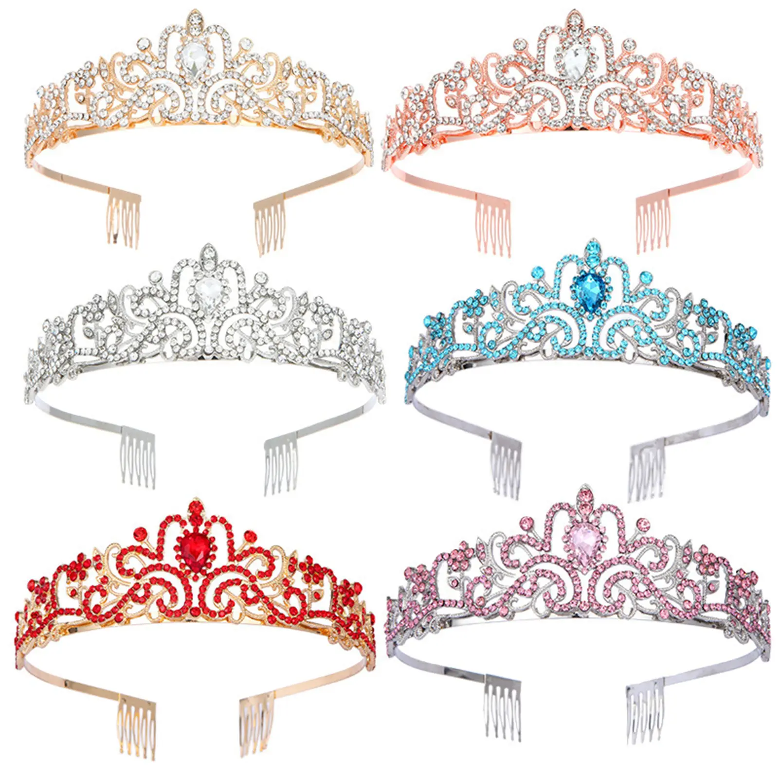 

Bridal Crown Tiara Headdress Stable Luxurious Hair Accessories Alloy Crown for Birthday Party Adult Ceremony