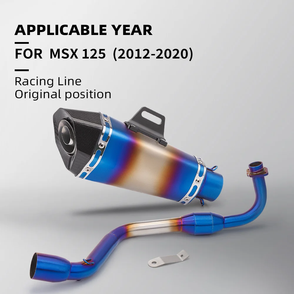 For MSX125 (Grom) 2012-2020 Stainless Steel Integrated Front Header Pipe Connect B10 Exhaust Muffler Modified Full Exhaust Syste