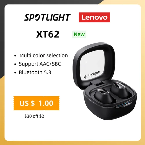 Imagen 2 del producto Lenovo-auriculares inalámbricos XT62 con Bluetooth 5,3, cascos deportivos HiFi de baja latencia con micrófono y llamada HD, originales, novedad de 2022