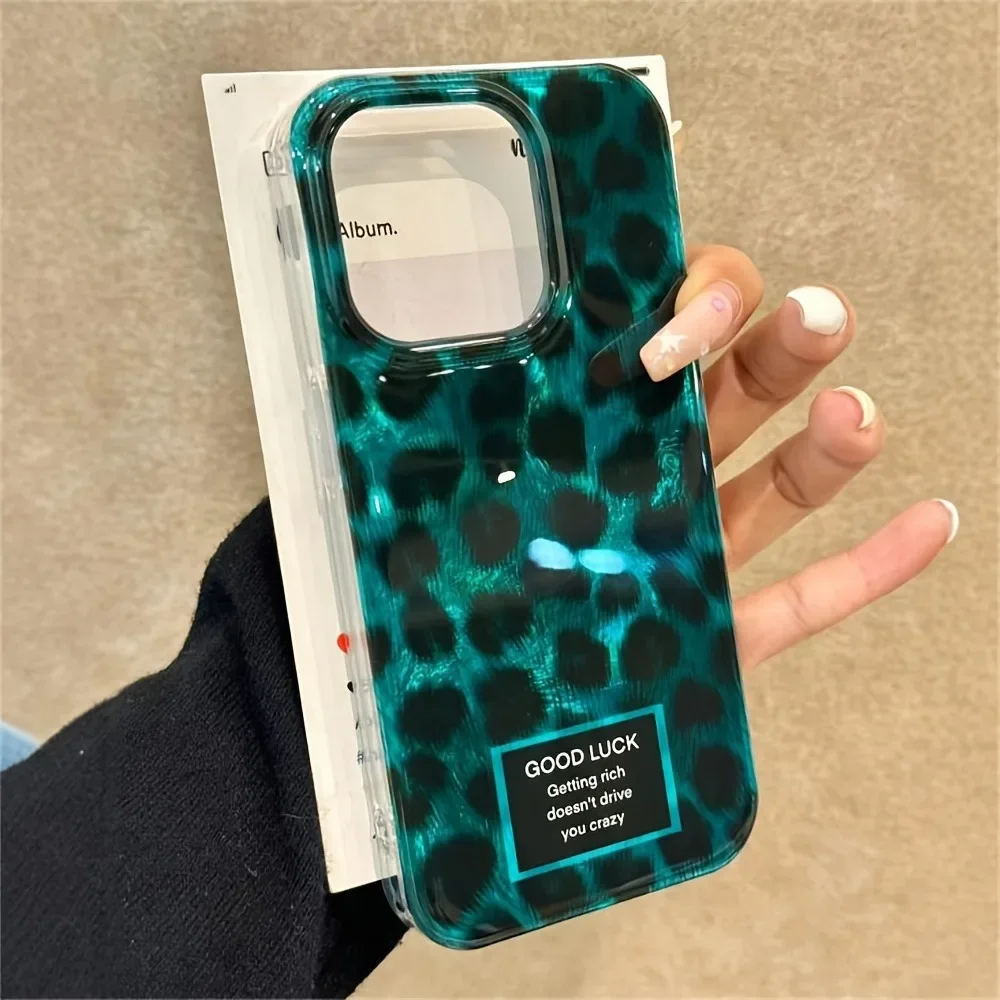 Phone Case For iPhone 16 Pro Max 15 14 13 12 11 XS X XR 7 8 Plus SE 2022 Retro Laser Cute Leopard Print Transparent Bumper Cover