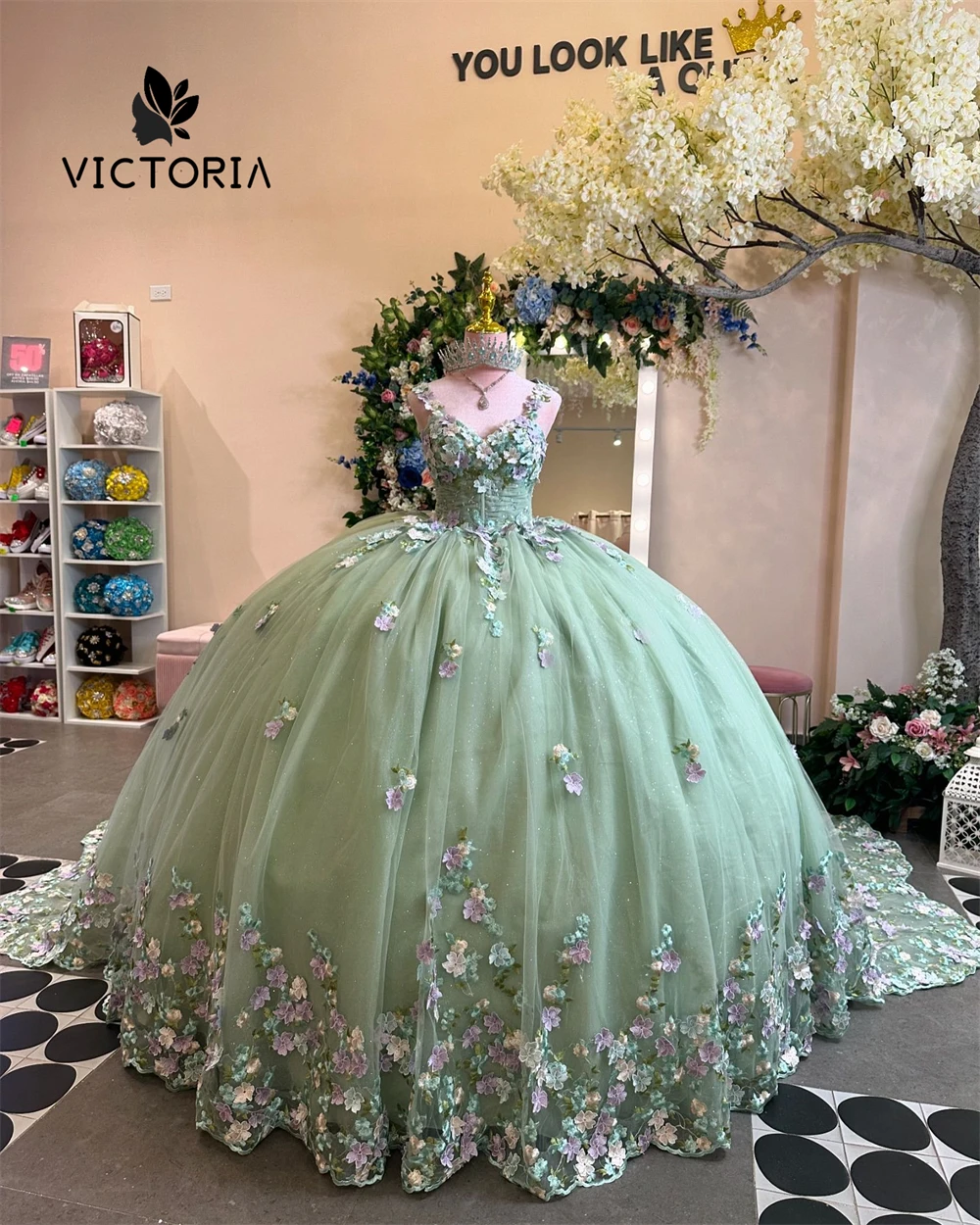 Lovely Sage Green 15 Year Old Quinceanera Dresses Beaded Appliques Princess Ball Gown Mexican vestido para xv años quinceañera