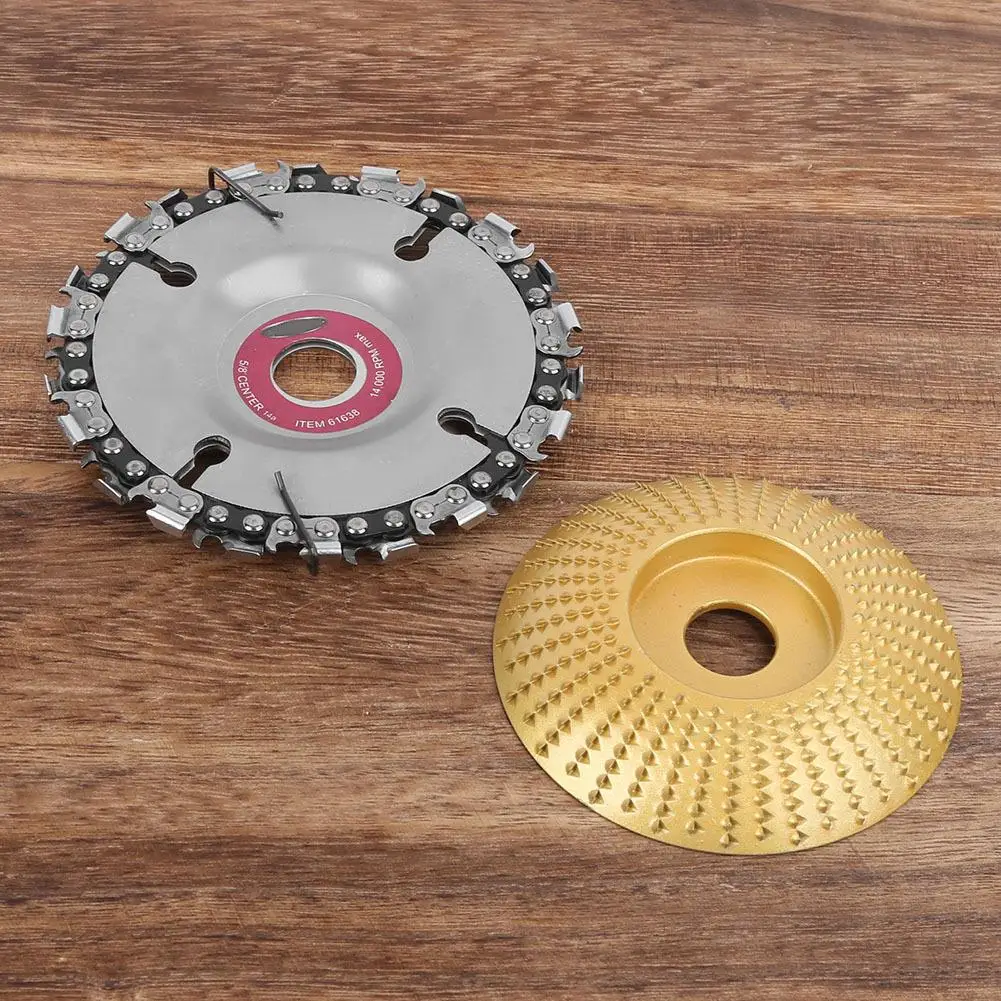 Conjunto de disco de moagem dourado de disco de motosserra de 4 polegadas para escultura em madeira ferramenta de corte de moedor de ângulo