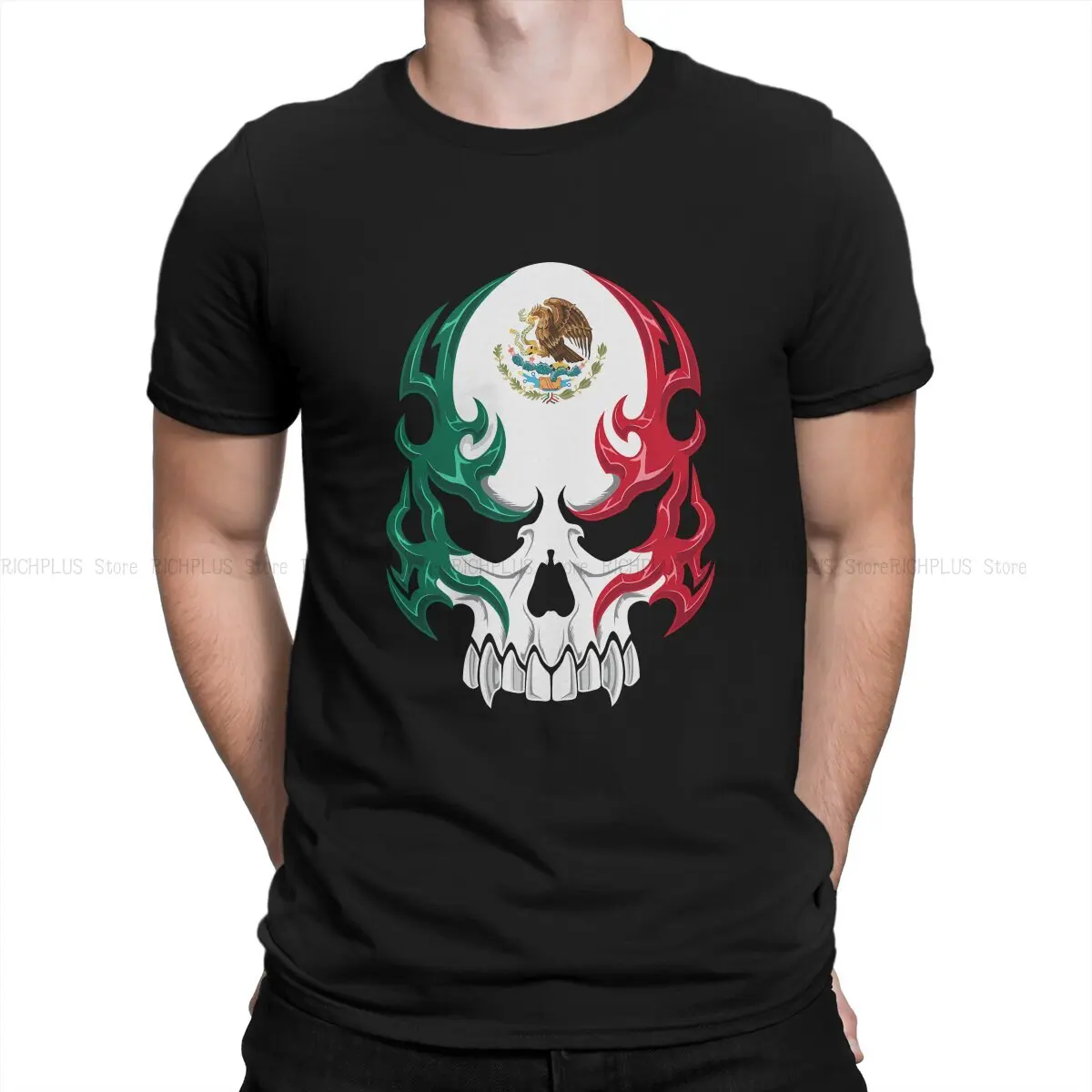 Mexican Skull Tribal Style TShirt For Men Mexico Skull Clothing Style T Shirt Soft