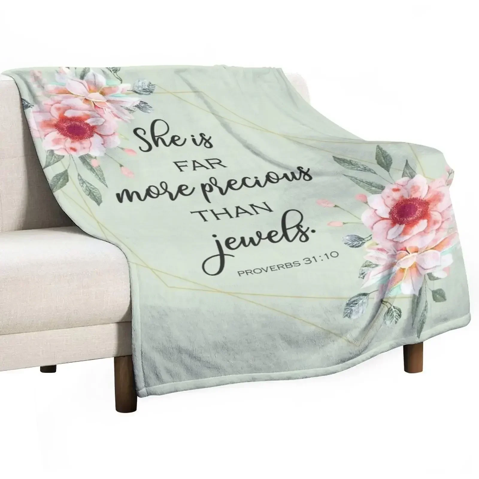 Bible verse, she is far more precious than jewels Throw Blanket warm for winter Hairys Large for babies Blankets