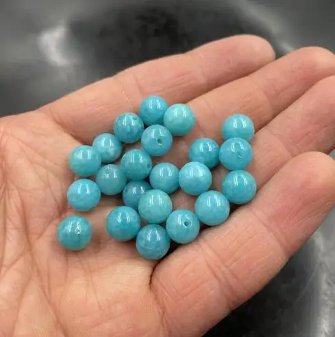 20PCS Blue Tianhe Stone Round Beads Loose Beads Sky Blue Jade Beads