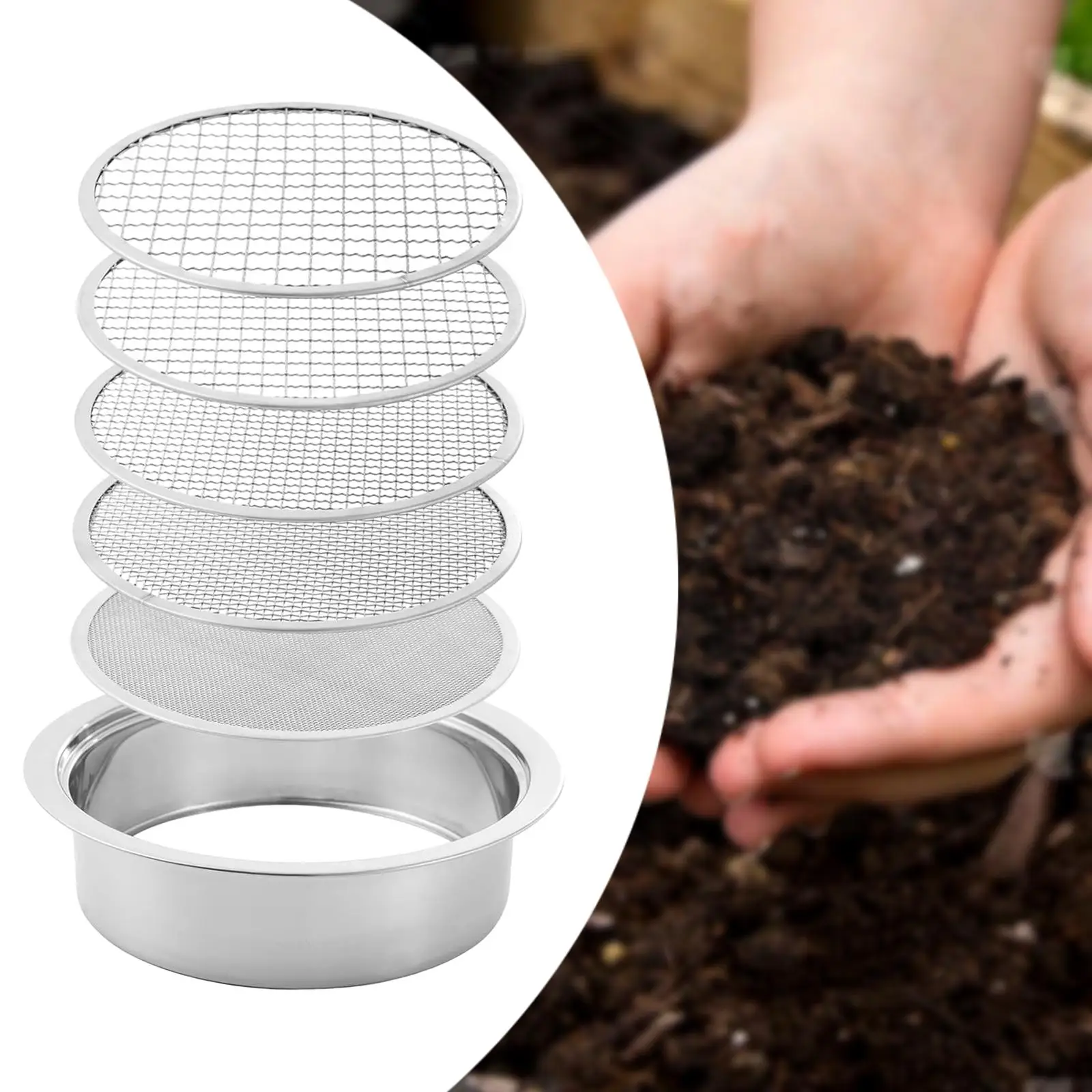 Soil Sifter Potting Efficient Soil and Dirt Sifting Riddle Gardening Sifting Screen Pan for Filtration Rock Dirt Compost Bonsai