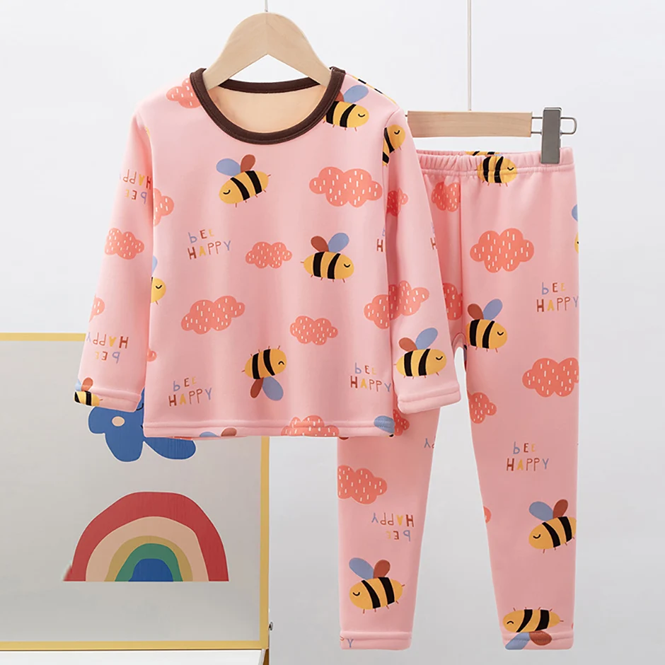 2-teiliges Herbst- und Winter-Wärme-Set für Kinder mit dicken, modischen und farbenfrohen Mustern für den alltäglichen Komfort von Jungen. – Detail 4