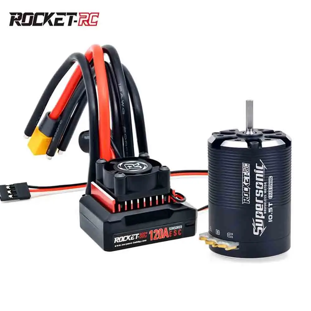 

Rocket-RC Supersonic Sensored Brushless 540 4.5T 5.5T 6.5T 8.5T 10.5T 13.5T 17.5T 21.5T Motor and 120A ESC Combo for 1/10 RC