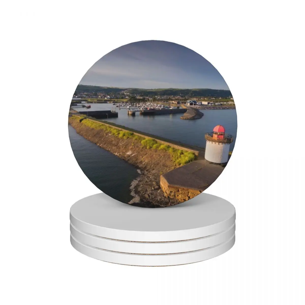 

Burry Port Lighthouse and marina Ceramic Coasters (Set of 4) coffee tea cup holders for coffee mugs cute Coasters