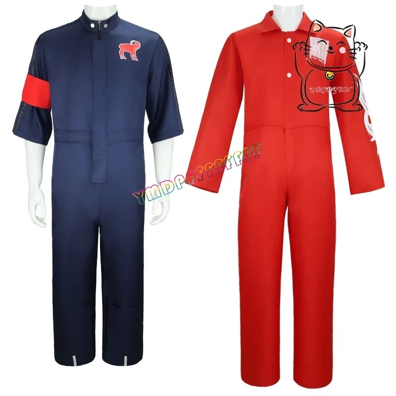 Anime drummer Joey Jodison, the best man cosplay jumpsuit for Halloween carnival, blue and red fashionable dress up costumes