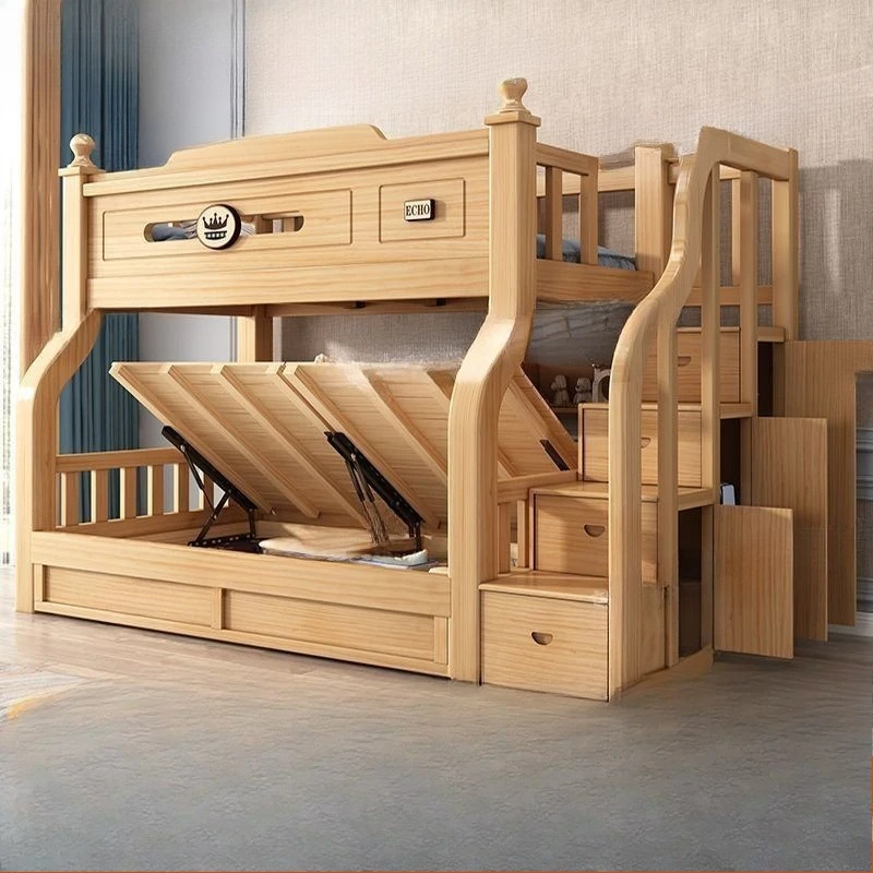 Solid wood bunk Bunk Two-layer high and low Double Upper and lower bunk wooden, Mother