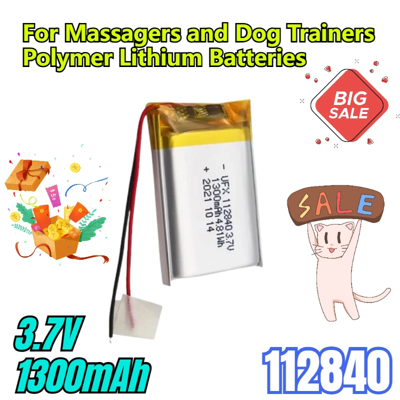 

112840 1300mAh 3.7v for Massagers and Dog Trainers Polymer Lithium Batteries