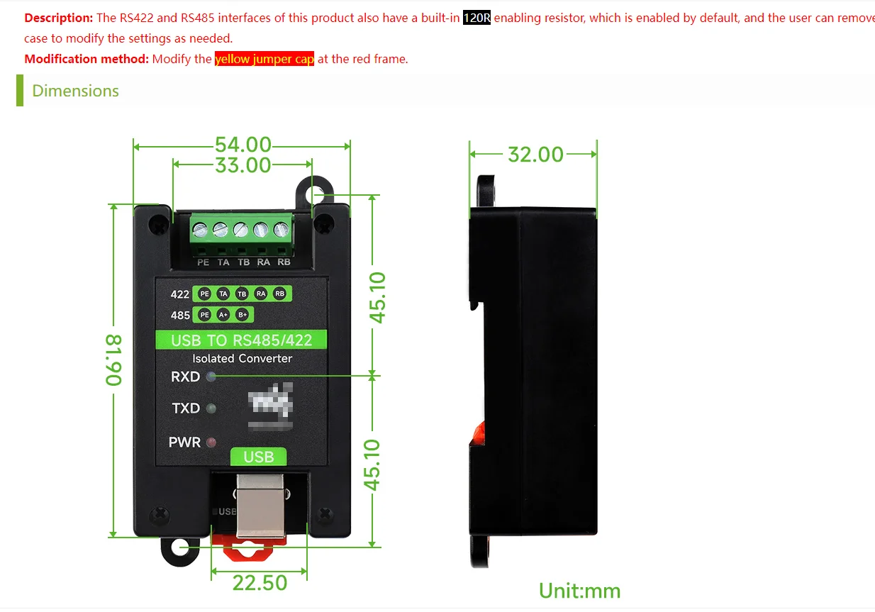 USB zu RS485/422 Industrie-Isolation konverter ft232rnl und sp485een Chip-Schema, eine Vielzahl von Schutzsc haltungen – Detail 5