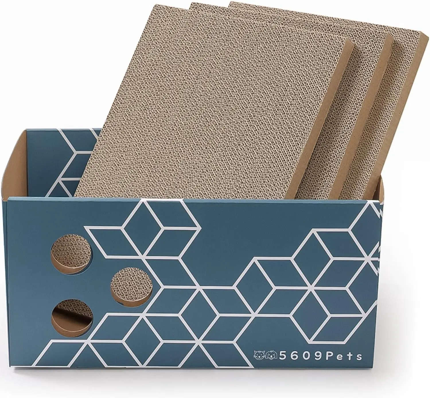 

Extra Large Cardboard Cat Scratcher with 3 Refillable Double-Sided Scratch Pads, No‑Mess Cat Scratching Box for Indoor C