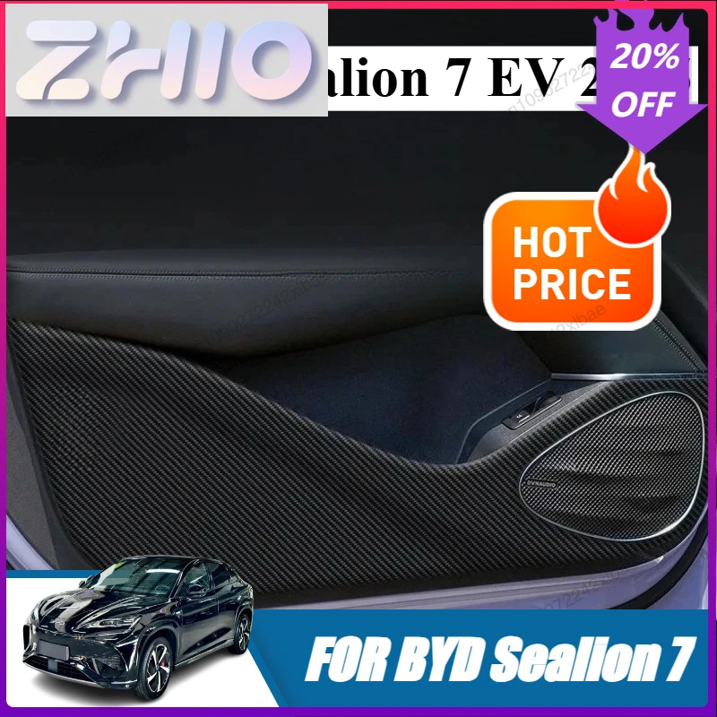 For Door Anti Kick Pad Protection Stickers Carbon Fiber Inner Side Edge Film Car Accessories Gift 4 Piece For BYD Sealion 7 EV 2
