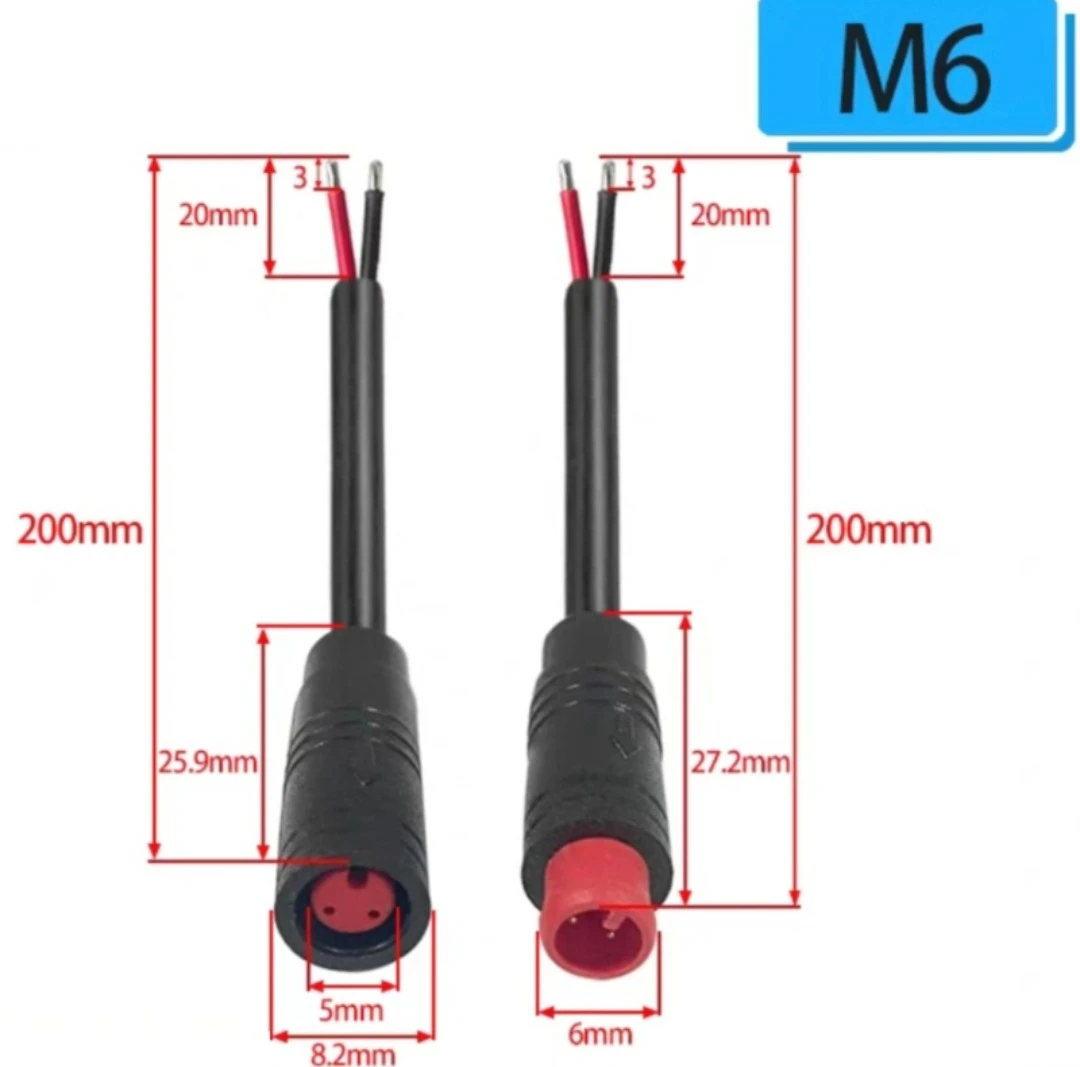 1 Paar 2-6 Pin M6 Elektrofahrrad-Verbindungsstecker, Verdrahtungsleitung, Roller-Bremskabel-Stecker, Signalverbindungssensor-Kabel 20CM – Detail 12