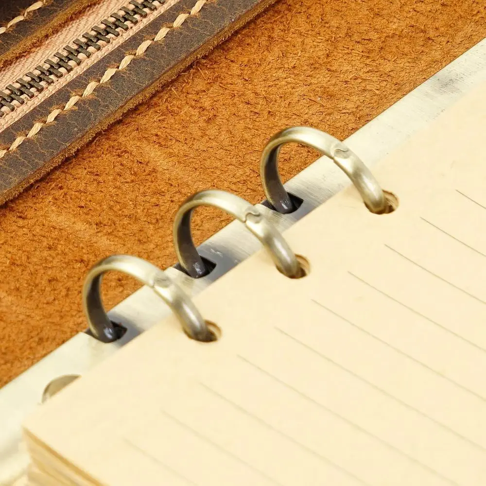 Planejador de fichário A5 de couro marrom, diário recarregável, caderno, fichário, presente personalizado para homens, liderança e cliente corporativo