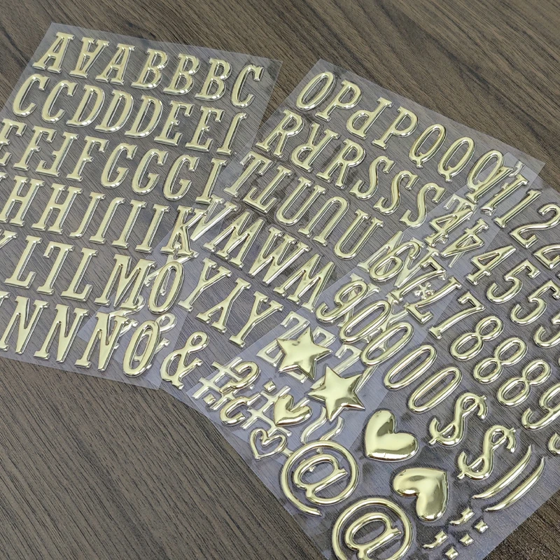 3 أوراق ثلاثية الأبعاد الذهب منتفخ رسالة عدد ملصقات Crafts بها بنفسك الحرف القرطاسية بريق سجل القصاصات ذاتية اللصق الديكور الشارات الاطفال اللعب #2