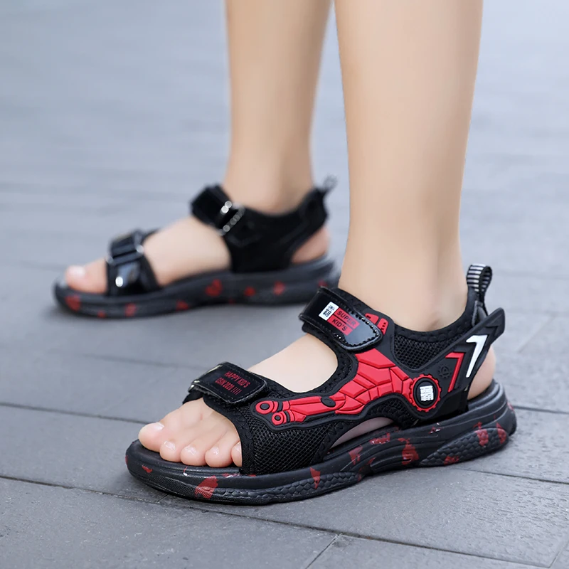 어린이용 여름용 오픈토 스포츠 샌들 한 켤레, 부드럽고 편안한 메카 스타일 플랫 슈즈, 사이즈 28-40，WK-TX188